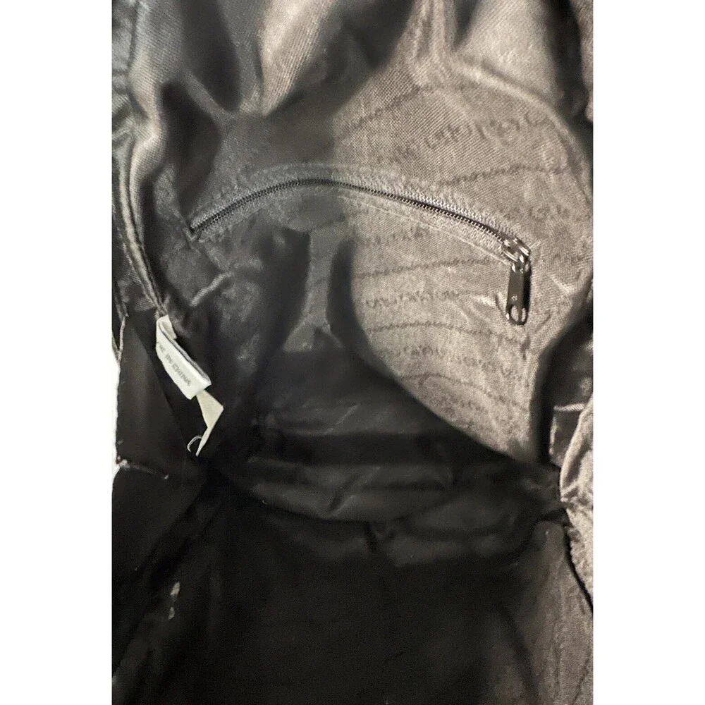 Unbranded Womens Black Leather Backpack Two Pocket Purse Adjustable Straps GUC